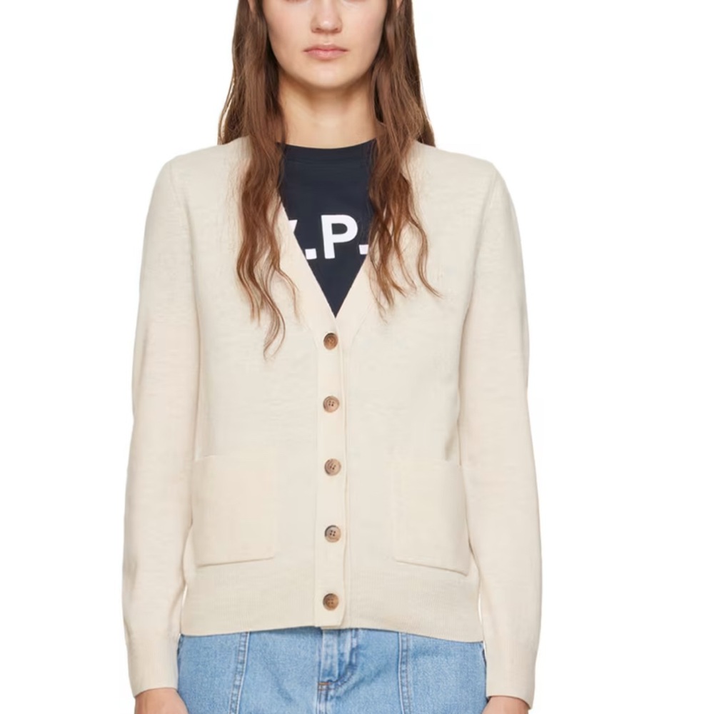 A.P.C. Louisa Women's Ecru Cream Cardigan Sweater